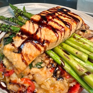 Grilled Salmon Risotto